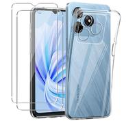 KZIOACSH Cover per Blackview Wave 8/Wave 8C/OSCAL Flat 2 + [2 Pack] Vetro Temperato，Ultra Sottile，Antiurto，AntiGraffio Morbida TPU Silicone Custodia，Trasparente