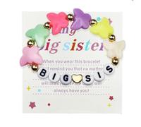 KZL Big Sister Bracciali Little Sister Braccialetto colorato Cuore Perline Strand Braccialetto per le donne Big Sis Annuncio Braccialetto elasticizzato Y2K Gioielli, 4.8cm, Resina, Agata