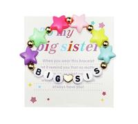 KZL Big Sister Bracciali Little Sister Braccialetto colorato Cuore Perline Strand Braccialetto per le donne Big Sis Annuncio Braccialetto elasticizzato Y2K Gioielli, 4.8cm, Resina, Agata