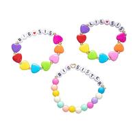 KZL Big Sister Bracciali Little Sister Braccialetto colorato Cuore Perline Strand Braccialetto per le donne Big Sis Annuncio Braccialetto elasticizzato Y2K Gioielli, 4.8cm, Resina, Agata