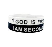 KZL Braccialetti ispiratori con scritta in lingua inglese "God" is First Im Second, braccialetti in gomma per donne e uomini incisi con versi biblici incrociati braccialetto in silicone gioielli