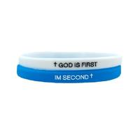 KZL Braccialetti ispiratori con scritta in lingua inglese "God" is First Im Second, braccialetti in gomma per donne e uomini incisi con versi biblici incrociati braccialetto in silicone gioielli