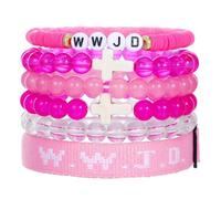 KZL WWJD Braccialetto in corda intrecciata con perline di cristallo incrociate braccialetti elasticizzati Cosa farebbe Gesù braccialetto in argilla, braccialetti intrecciati fatti a mano, braccialetto