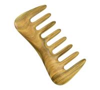 Kznifmk 1 pettine per capelli verde a denti larghi, pettine in legno naturale per capelli ricci - non statico per pettine da massaggio districante