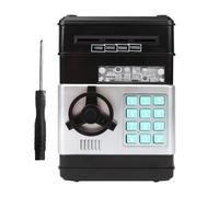 Kznifmk 1 Set di Salvadanaio A Forma di Maialino Nero con Cassa Bancomat e Conteggio Delle Monete, Ideale Come Regalo per Bambini.