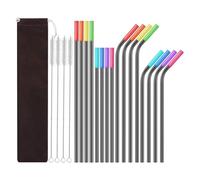 Kznifmk 1 Set: Set di Cannucce In Acciaio Inossidabile con Bocca In Silicone, Portatile, In Metallo, con per Cannucce, Durevole, Facile da Installare, Nero