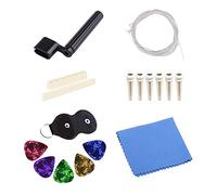 Kznifmk 16 Pezzi Serie Kit di Corde per Chitarra Acustica Include Corde per Chitarra, Plettri di Chitarra, Avvolgitore di Corde di Ricambio per Perni da Ponte