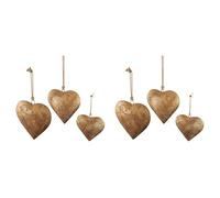 Kznifmk 2 campane decorative a forma di cuore in metallo 3D con corda di sospensione, campana in metallo in anticato