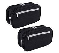 Kznifmk 2 custodie per matite, grande capacità, portapenne, portasacchetti da viaggio cosmetico, per trucco, borsa per , astuccio con scomparti multipli per studenti adulti, nero