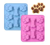 Kznifmk 2 pezzi stampi per dolcetti in silicone per cuccioli, stampi per zampe, ossa e muffe per cubetti di ghiaccio, gelatina, cioccolato, stampo per caramelle