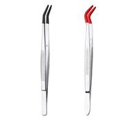 Kznifmk 2 pinze curve con punte in gomma, pinze a punta piatta curva in acciaio inox, manico a gomito, timbro adesivo per gemma