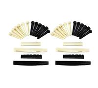 Kznifmk 2 Set di Pin Ponte in ABS Nero e Ricambi per e Dado per Chitarra Acustica