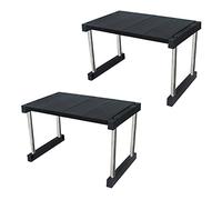 Kznifmk 2 x Armadio da cucina Organizzatore scaffale scaffale allungabile impilabile per salsa piatta, colore: Nero