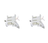 Kznifmk 2 x Guardia Del Corpo Della Chitarra Elettrica Assemblati Gratta Precablati Caricati 11 Fori Ssh Bianco