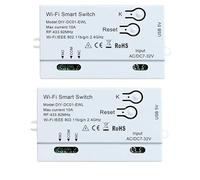 Kznifmk 2 x Interruttore Intelligente WiFi DIY Timer 1CH 7-32V RF433 2.4G WiFi Modulo Home Home