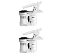Kznifmk 2 x Microscopio a pinza Zoom 100 x con luce a LED, lente d'ingrandimento portatile, lente d'ingrandimento tascabile lente d'ingrandimento