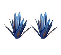 Kznifmk 2 x Tequila Scultura rustica in metallo agave pianta deCor a dipinta a mano in metallo agave giardino ornamenti esterni, 35 cm