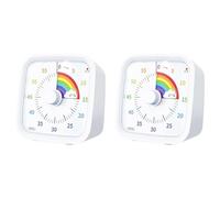 Kznifmk 2 x Timer visivo da 60 minuti con di protezione, timer a disco , strumento di gestione del tempo di conto alla rovescia silenzioso, bianco