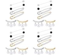 Kznifmk 24 Pezzi Maglione Scialle Clip Falso Perla Abiti Cardigan Collana Spilla Clip Vintage Camicie Clip per Donne Ragazze DECor