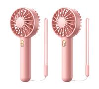 Kznifmk 2PCS Mini Ventilatore Portatile, Kit Ventilatore Manuale USB Ricaricabile A 3 Velocità Set Ventilatore da Tavolo Personale Piccolo per Viaggi All'Aperto al Coperto