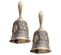 Kznifmk 2PZ Campanello A Mano Antico Campanello di Chiamata Campanelli Multiuso per Campane Nuziali Campanello del Tempio Campanello Scuola per Bambini