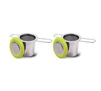 Kznifmk 2X Infusore da Tè Filtro da Tè nel Acciaio Inossidabile Manico Pieghevole Filtro da Tè Filtro un Rete Extra Fine Cestello per Birra (Verde)