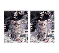 Kznifmk 2X Kit Pittura Diamante Fai da Te Trapano Completo per Adulto/Bambino, Gattino delle Diamante Ricamo Strass di per la Decorazione della Parete di Casa