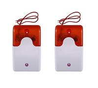 Kznifmk 2X Mini Wired Strobe Avvertimento Sirena DC 12 V Suono Allarme Lampeggiante Suono Sirena Corno Sistema di Allarme di Sicurezza Domestica 115 dB Arancione