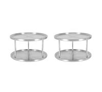 Kznifmk 2X Spice Rack Vassoio Organizzatore In Acciaio Inox 360 Gradi Giradischi Rotante Vinile 2 Stand