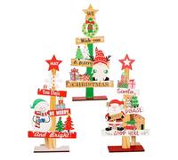 Kznifmk 3 Pezzi Albero di Natale Babbo Natale Decorazione fai da te di Natale in Legno Piastra Decorazione di Natale