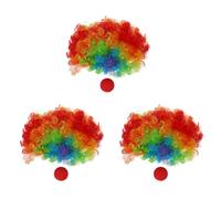 Kznifmk 3X Naso di Clown Rosso in Schiuma + Multi-Colore Parrucca di Clown per Masquerade Deguisement Cosplay