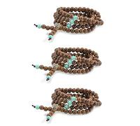 Kznifmk 3X New 108 Legno di Meditazione Preghiera Perla Bracciale