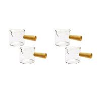 Kznifmk 4 bicchieri da liquore a doppio becco, versatore, bicchiere da misurare, tazze per utensili da cucina con manico in legno per caffè al latte, 75 ml