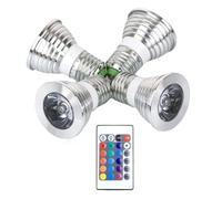 Kznifmk 4 lampadine E27 e 1 con funzione di memoria, 17 colori intercambiabili, spot, 4 modalità di illuminazione dinamica.