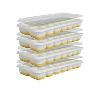 Kznifmk 4 Pezzi Serrie Contenitori per cubetti di ghiaccio in silicone con base di coperchio per un facile disimpegno dei cubetti di ghiaccio con coperchio rimovibile anti-versamento