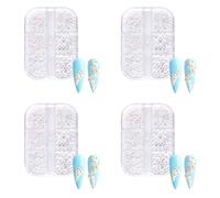 Kznifmk 4 Scatola di Decorazioni di Perle Ciondoli per Unghie Parti di Unghie Rotonde Bianche Perline in Acciaio Dorato Palline Gioielli Accessori per Nail Art Colore: ZZ13