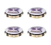 Kznifmk 4pcs 10 Pollici Tamburino in Legno Piccione Bibbia Musica Percussione Strumento Tamburino Doppio Tamburino Jingle Percussion Strumento per Chiesa