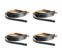 Kznifmk 4X Pelle e Fibbia in Metallo Cinghia per Chitarra Elettrica Cintura Spallaccio Regolabile Cinghie per Chitarra Vintage-Colore Nero