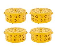 Kznifmk 4X Scatola di Repellente per Zanzare per Bruciatore da Giardino con Bruciatore da Giardino Floreale Retrò Metallico Nordico (Giallo)