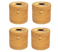 Kznifmk 4X Scatola per Fazzoletti nel Rattan Copertura per Carta Igienica Titolari Decorativi nel Vimini con Coperchio per Riporre Rotolo Singolo e Fazzoletti nel Bagno