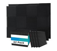 Kznifmk 52 pannelli in schiuma acustica, 2,5 x 30,5 x 30,5 cm, pannelli in schiuma insonorizzanti per pareti, pannelli acustici assorbenti, colore: nero