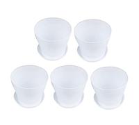 Kznifmk 5X Fioriera di Plastica per Piante Fioriera con Vassoio Piattino Rotondo Lucentezza Home Garden Decor,Bianca Calibro Superiore -,14 cm / 5,51 Pollici