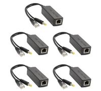 Kznifmk 5X Mini Splitter PoE Gigabit 10/100/1000Mbps Splitter POE Uscita CC 12V Alimentazione Ethernet IEEE 802.3af per IP Came Nero