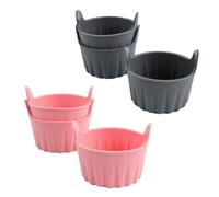 Kznifmk 6 Pezzi Stampi In Silicone per Uova per Friggitrice Ad Aria Riutilizzabili Antiaderenti Rosa e Grigi, Fodere per Muffin per Uova In Camicia per Microonde