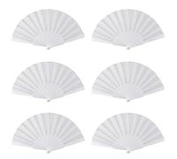 Kznifmk 6 ventaglio pieghevole a mano in tessuto di plastica per , colore: bianco