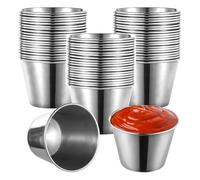Kznifmk 60 Tazze per salsa in acciaio inox 2,2 oz Tazze per salsa in acciaio inox con immersione rotonda riutilizzabile per ristorante