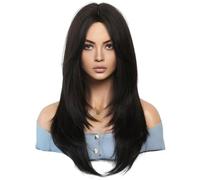 Kznifmk 64 cm Parrucca di simulazione europea e capelli lunghi centro separato testa set di capelli lunghi set testa parrucca facile da installare