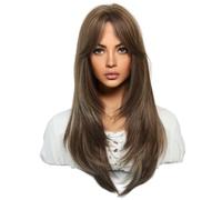 Kznifmk 64 cm Parrucca di Simulazione Europea e Capelli Lunghi Centro Separato Testa Set di Capelli Lunghi Set Testa Parrucca, G