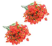 Kznifmk 8 mazzi di fiori finti artificiali, piante finto anthurium piante arbusti in plastica, cespugli interni esterni, giardiniere da appendere decorazioni per