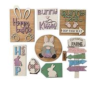 Kznifmk 8 Pezzi Decorazioni per Vassoi Un Livelli Mini Decorazioni Rustiche per Fattorie Cartelli nel Legno per Decorazioni per la Casa nel Stile Coniglio per la Cerimonia di Pasqua